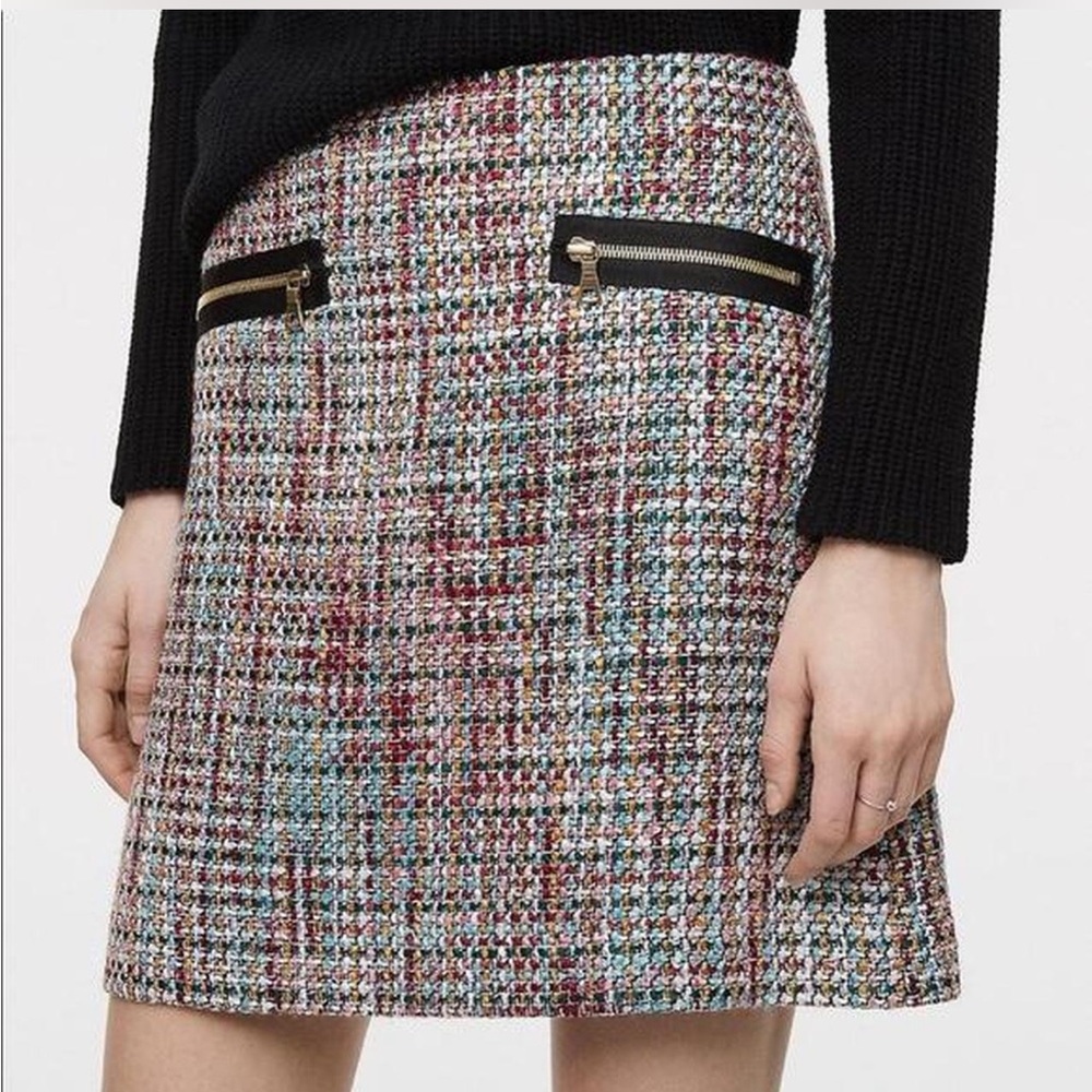 Loft colorful tweed mini skirt with pockets